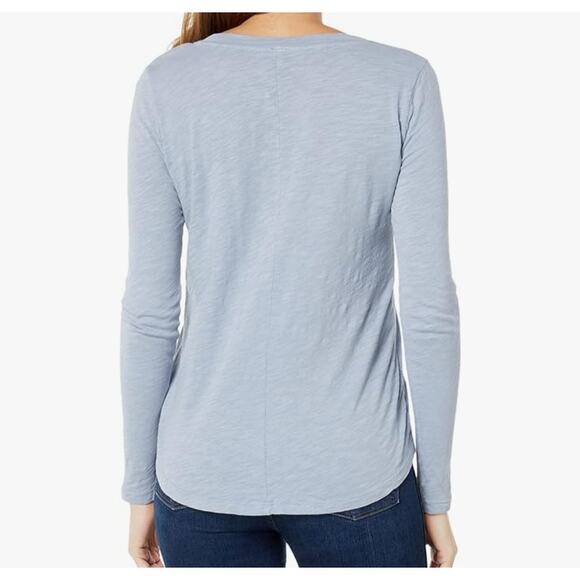 NWT Bobi Chambray Shoulder Seam Long Sleeve Tee - Picture 2 of 3